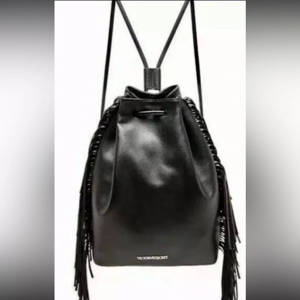 Victoria’s Secret Black Fringe Backpack ✨ Boho Festival Vibes